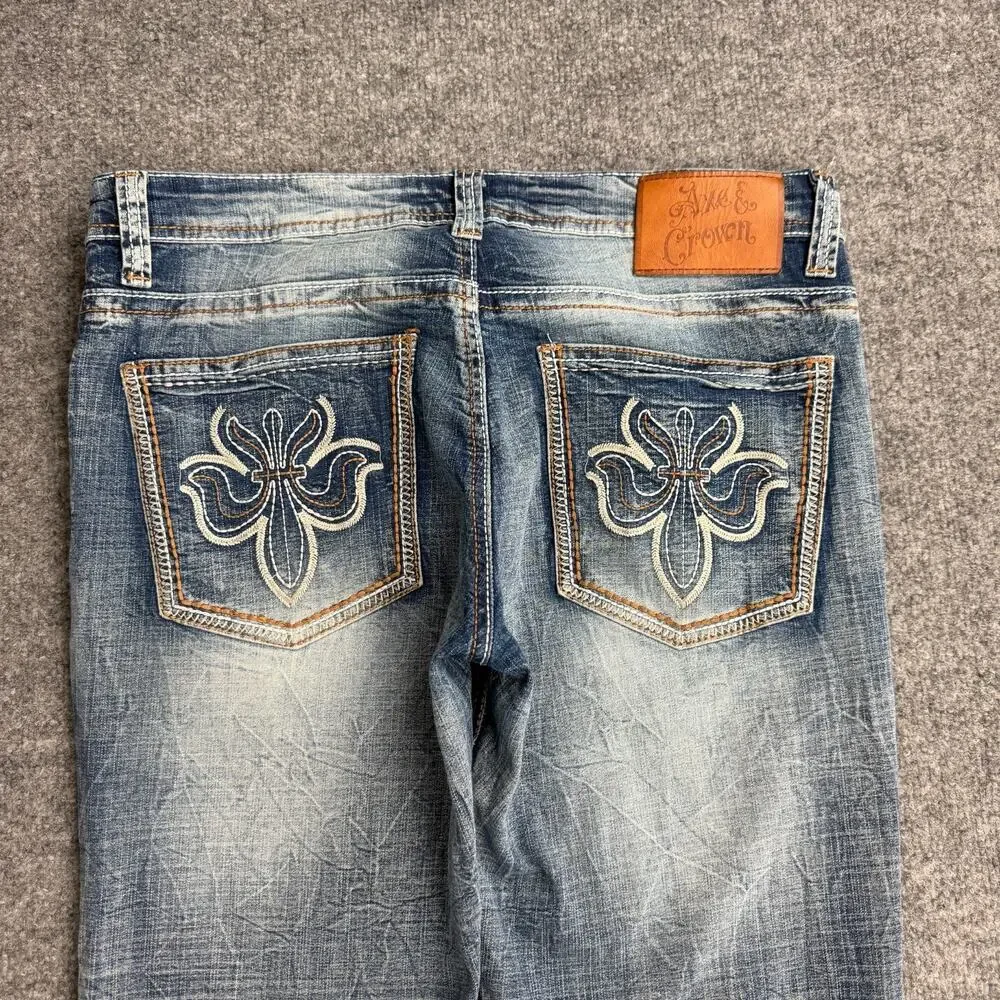 Axe & Crown Classic Straight Jeans Men's 33x30 Y2K Distressed Faded Denim